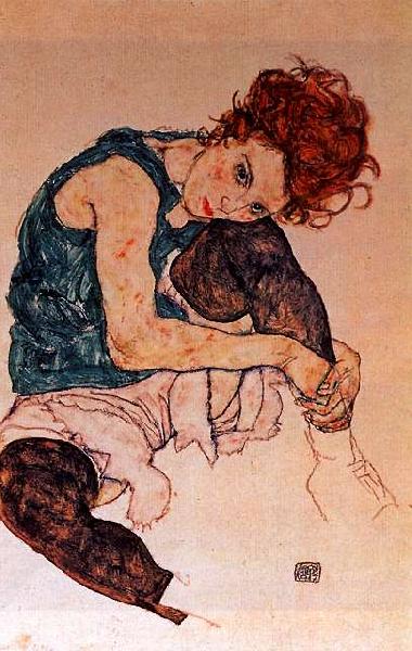 Egon Schiele Seated Woman with Bent Knee Germany oil painting art